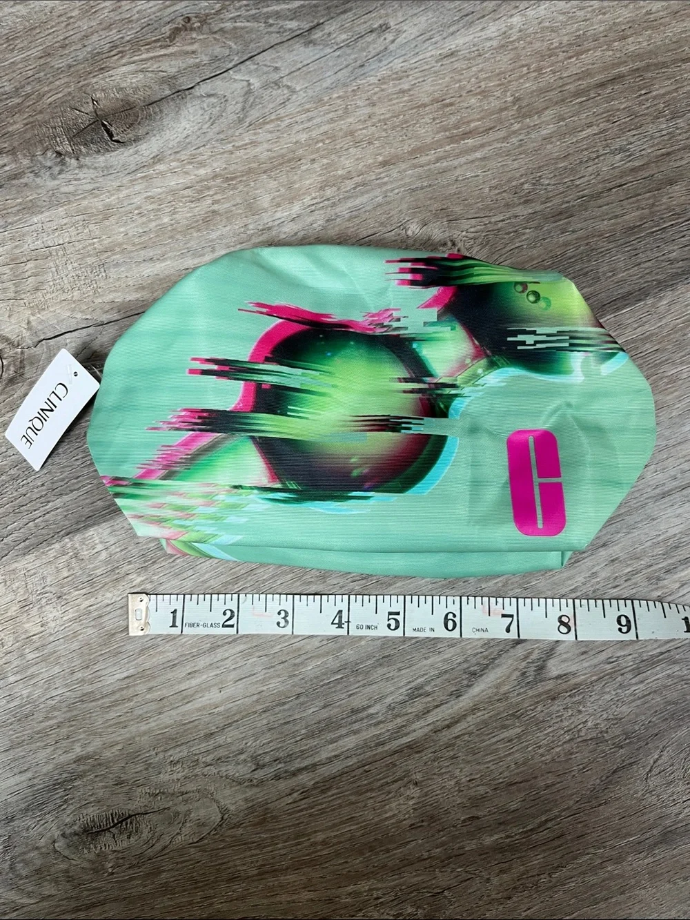 Clinique Mint Cosmetic Pouch with Neon Pink Logo